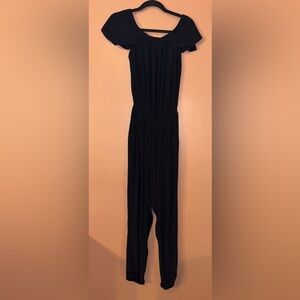 Anthropologie Beachgold Black Nighttide Off Shoulder Boho Jumpsuit Size Sm